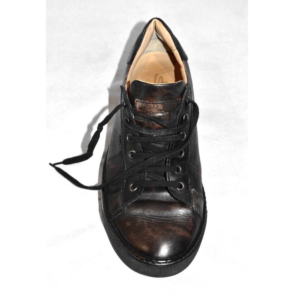 C0 Auth SANTONI Dark Brown Calfskin Leather Low Top Sneaker Shoes Sz 7.5 US 8.5 - Picture 6 of 9